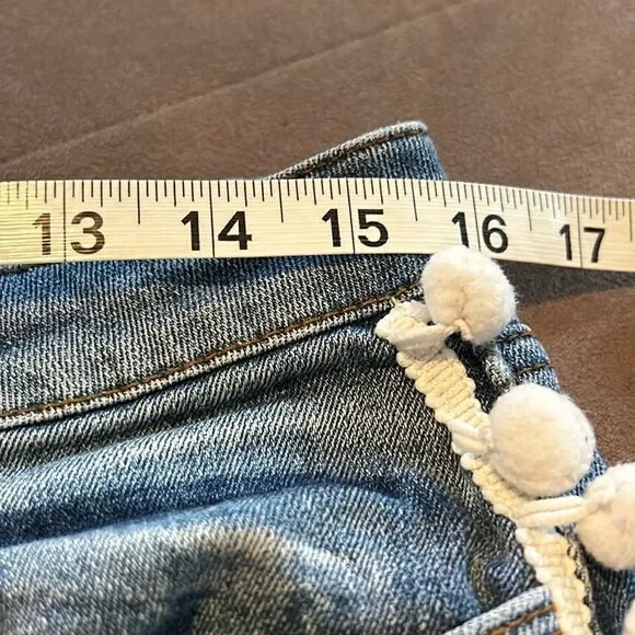 STS Blu Distressed Blue Jean Shorts with Pom-Pom Trim - Picture 10 of 12